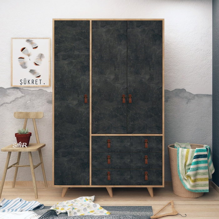 Hanah Home Chunky Armario Roble y Gris Oscuro Hanah Home Chunky Armario Roble y Gris Oscuro
